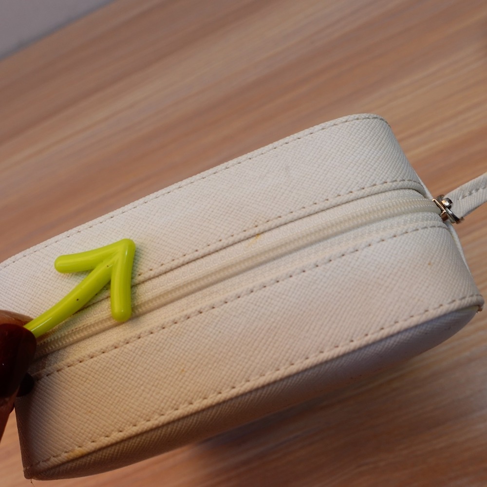 Travel Jewelry Case S White Vanity Mirror Box Organizer Faux Saffiano Leather - Picture 6 of 11